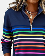 Women's Casual Stripe Sweatshirt | Quarter Zip