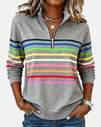 Women's Casual Stripe Sweatshirt | Quarter Zip