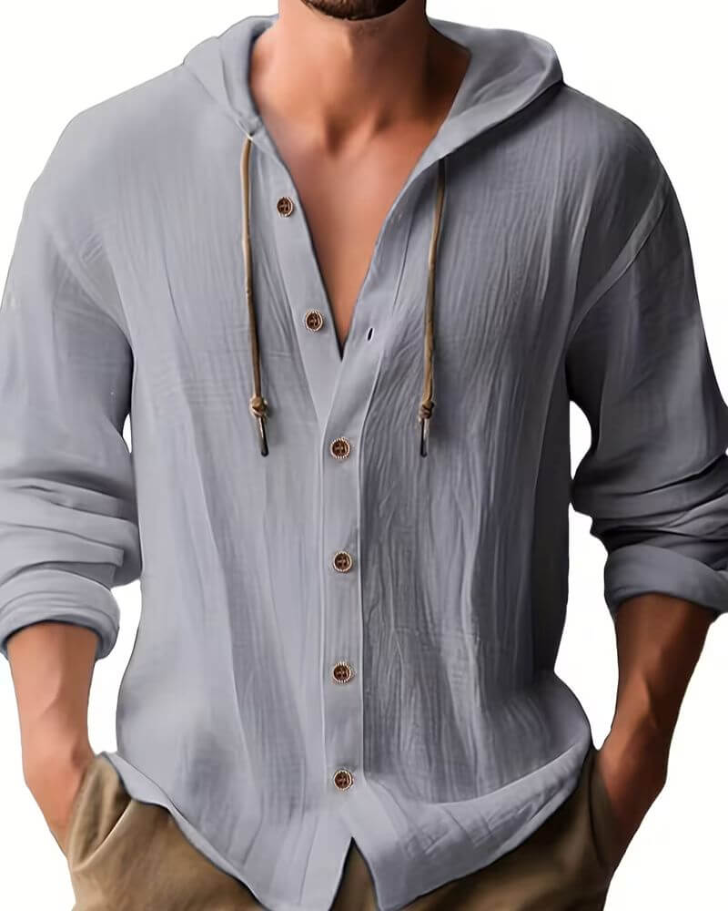 Men's Casual Summer Hooded Jacket | Button Up