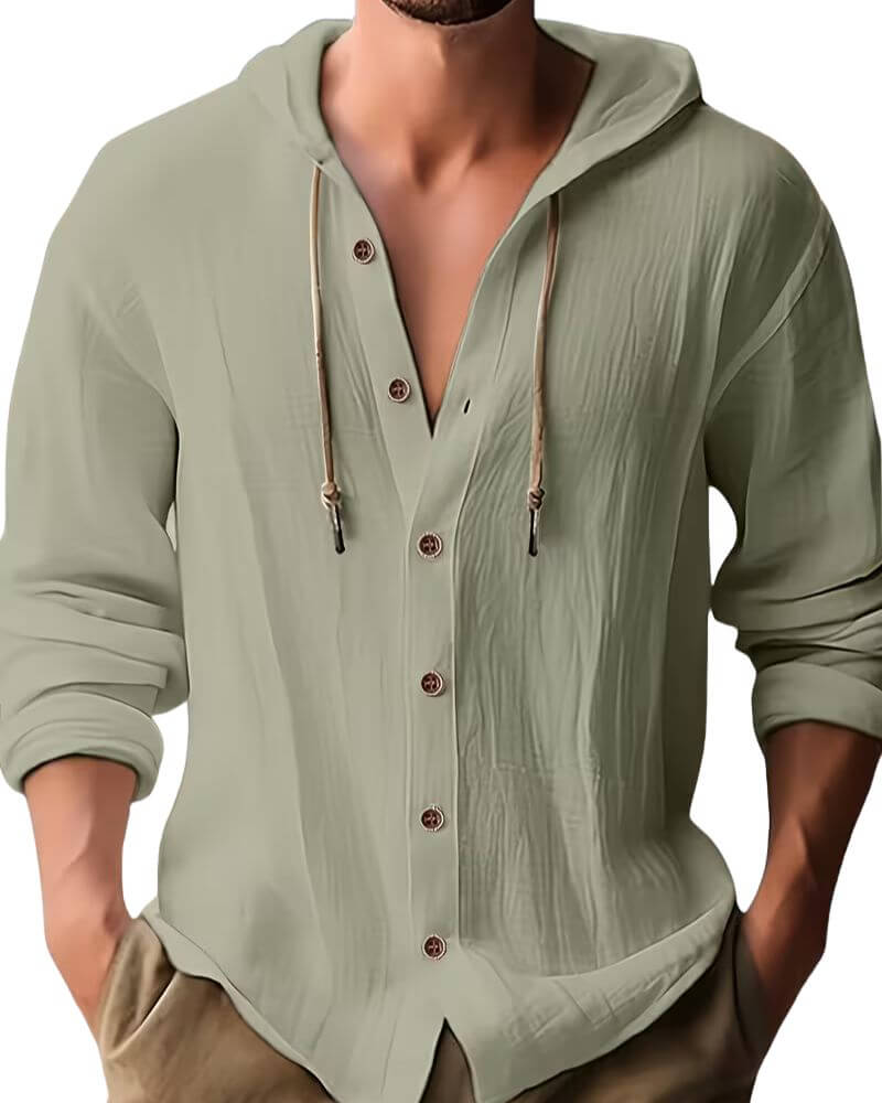 Men's Casual Summer Hooded Jacket | Button Up