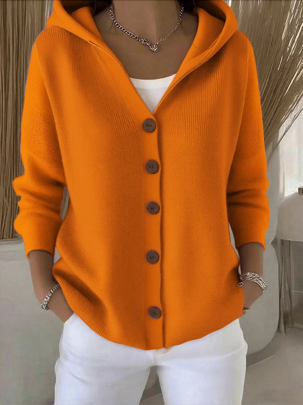 Women’s Long-Sleeve Button Front Cardigan | Hooded