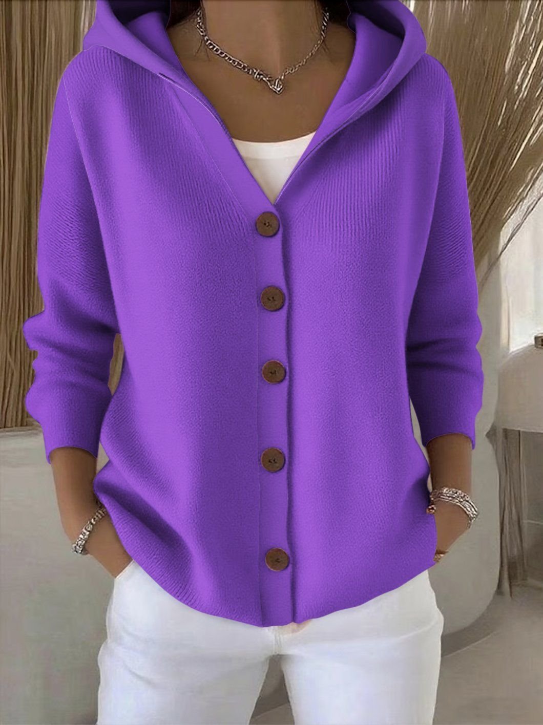 Women’s Long-Sleeve Button Front Cardigan | Hooded