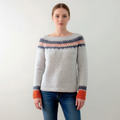 Women’s Printed Round Neck Sweater | Ribbed Cuffs