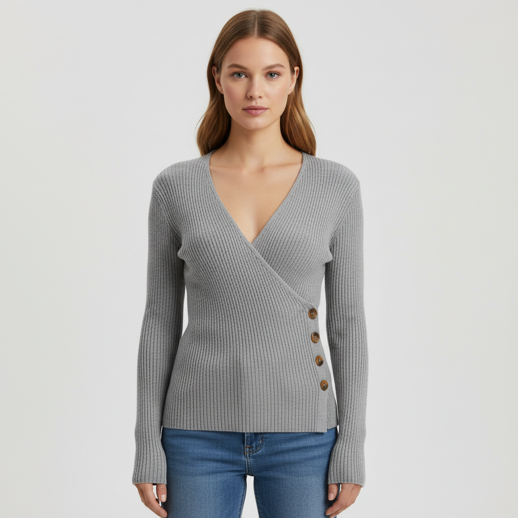 Women’s Ribbed Wrap Sweater | Fitted