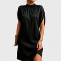 Women's Black Mock Neck Evening Party Dress | Mini