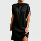 Women's Black Mock Neck Evening Party Dress | Mini