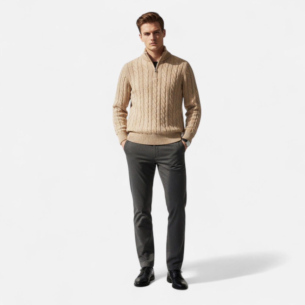 Men’s Winter Knit Quarter Zip Sweater | Long Sleeve