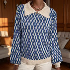 Women’s Relaxed Printed Knit Sweater | Collared
