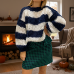 Women’s Chunky Knit Sweater | Wide Stripes