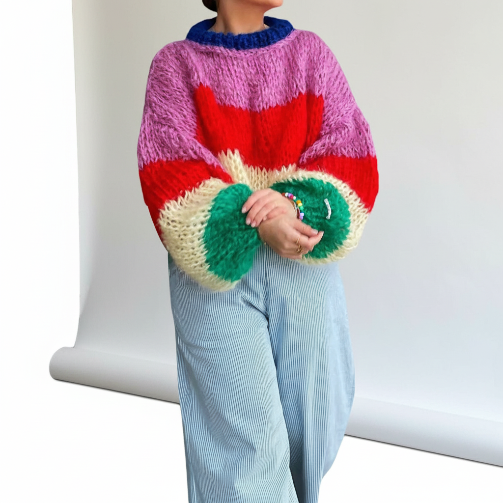Women’s Chunky Knit Sweater | Wide Stripes