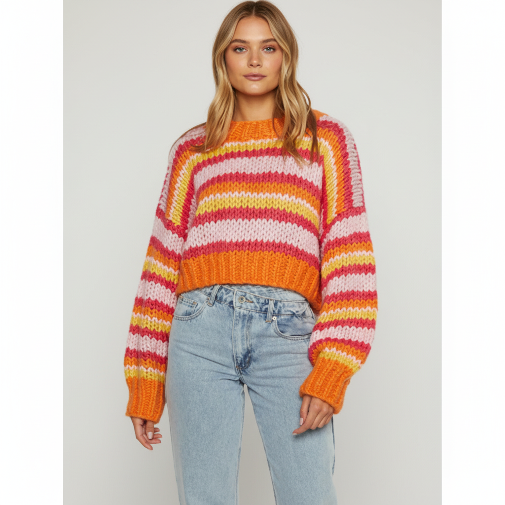 Women’s Chunky Knit Sweater | Wide Stripes