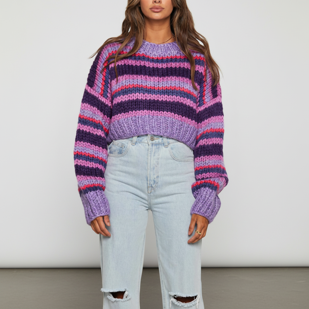 Women’s Chunky Knit Sweater | Wide Stripes