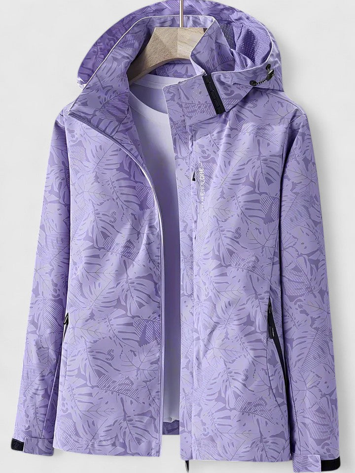 Women's Stylish Hooded Rain Jacket | Tropical Print