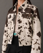 Women's Trucker Style Cow-Print Jacket | Stylish
