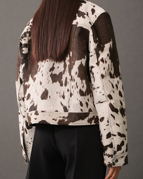 Women's Trucker Style Cow-Print Jacket | Stylish
