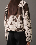 Women's Trucker Style Cow-Print Jacket | Stylish
