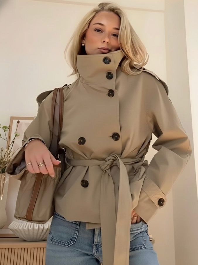 Women's Double Breasted Jacket | Waist Belt