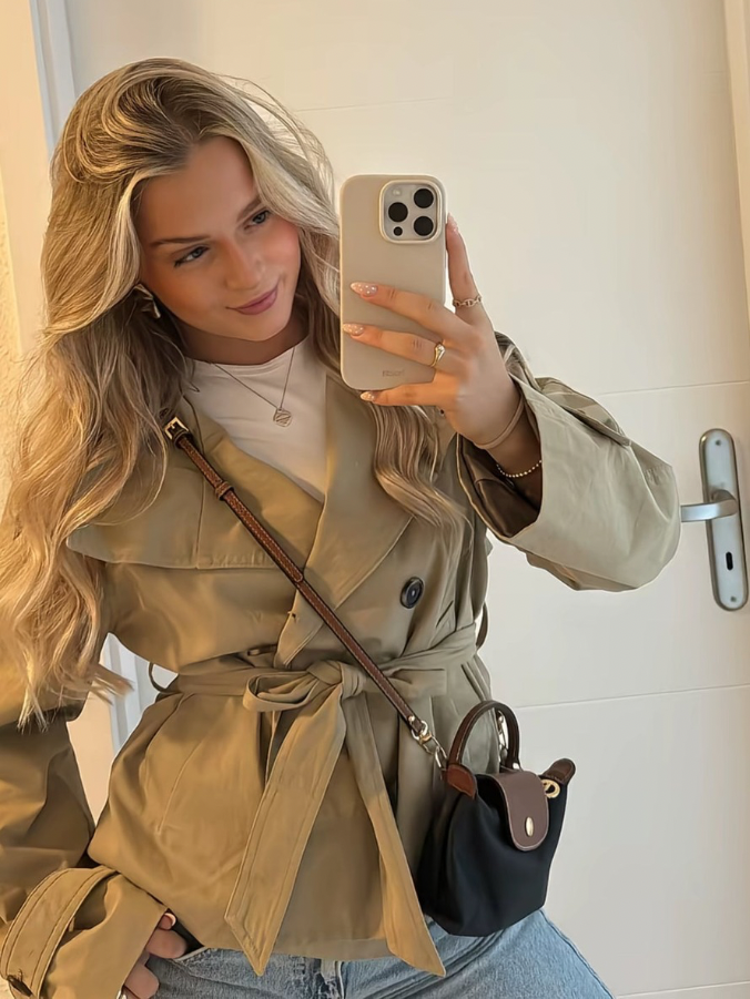 Women's Double Breasted Jacket | Waist Belt