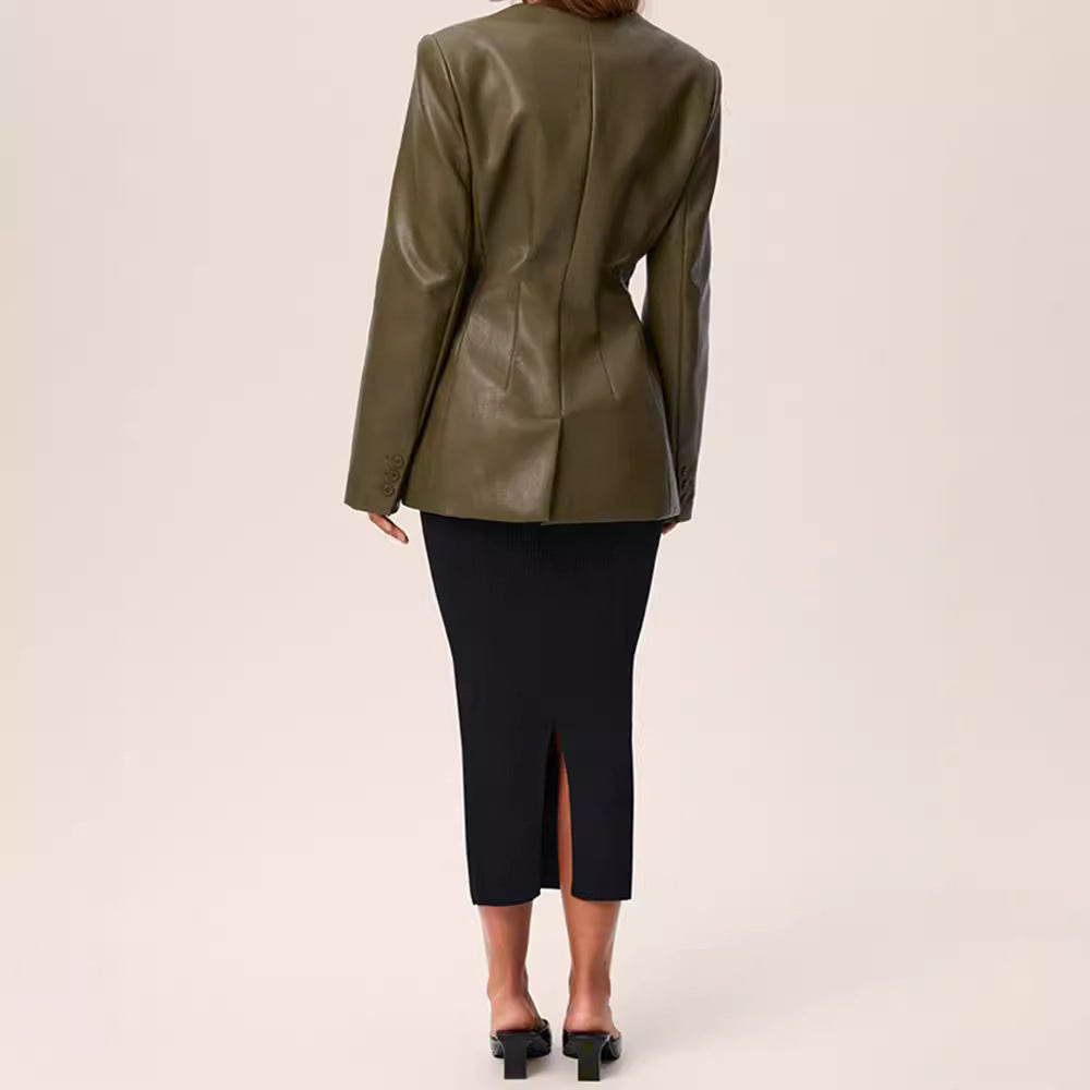 Women’s V-Neck Fitted Blazer | Single-Button