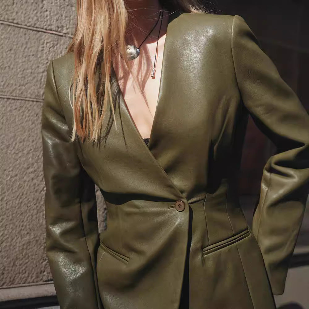 Women’s V-Neck Fitted Blazer | Single-Button