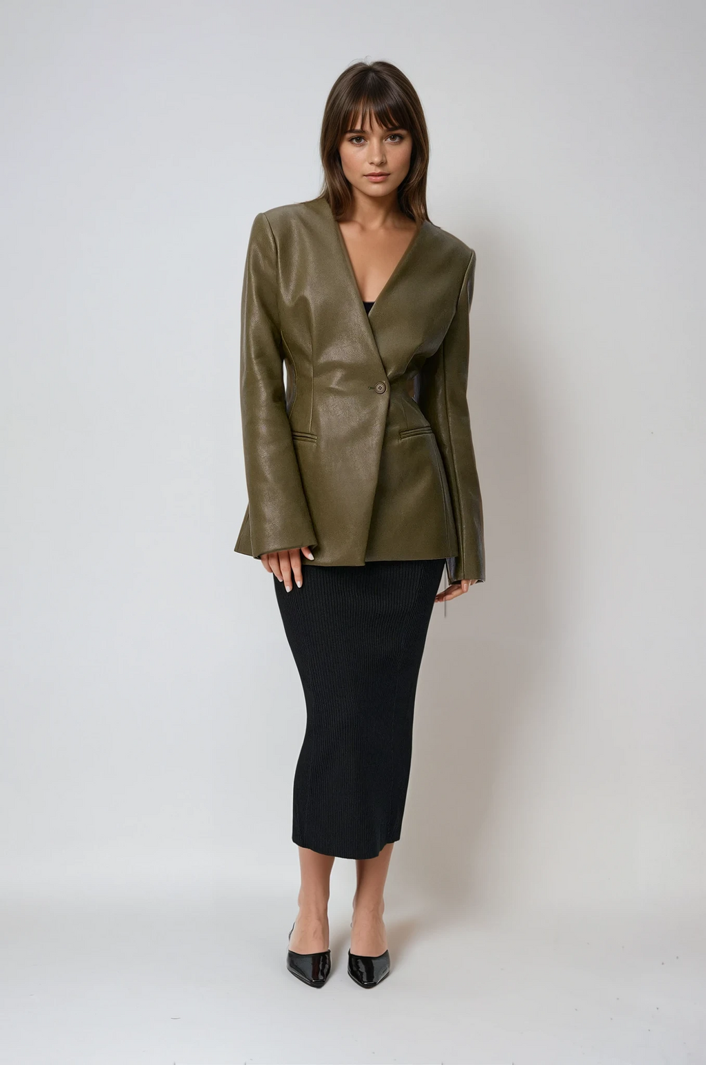 Women’s V-Neck Fitted Blazer | Single-Button