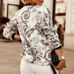 Women's Baroque Print Bomber Jacket | Contrast Trim