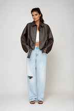 Women’s Zip-Up Oversized Jacket | Belted
