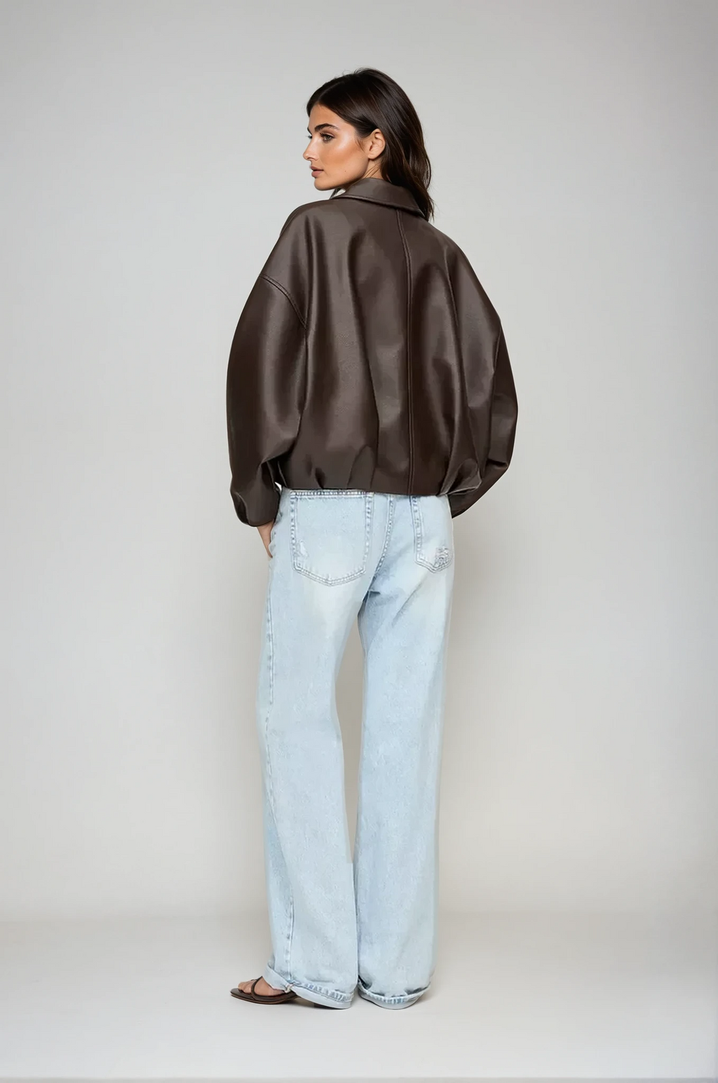 Women’s Zip-Up Oversized Jacket | Belted