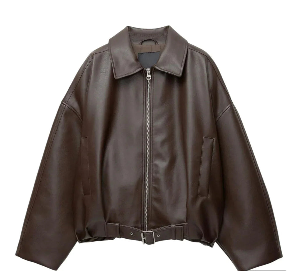 Women’s Zip-Up Oversized Jacket | Belted