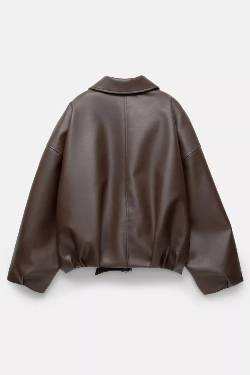 Women’s Zip-Up Oversized Jacket | Belted