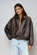 Women’s Zip-Up Oversized Jacket | Belted