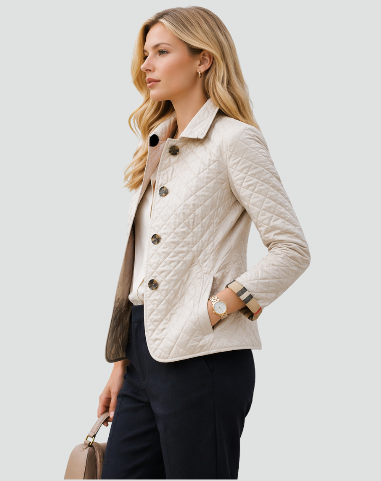 Women's Collared Quilted Jacket | Stylish
