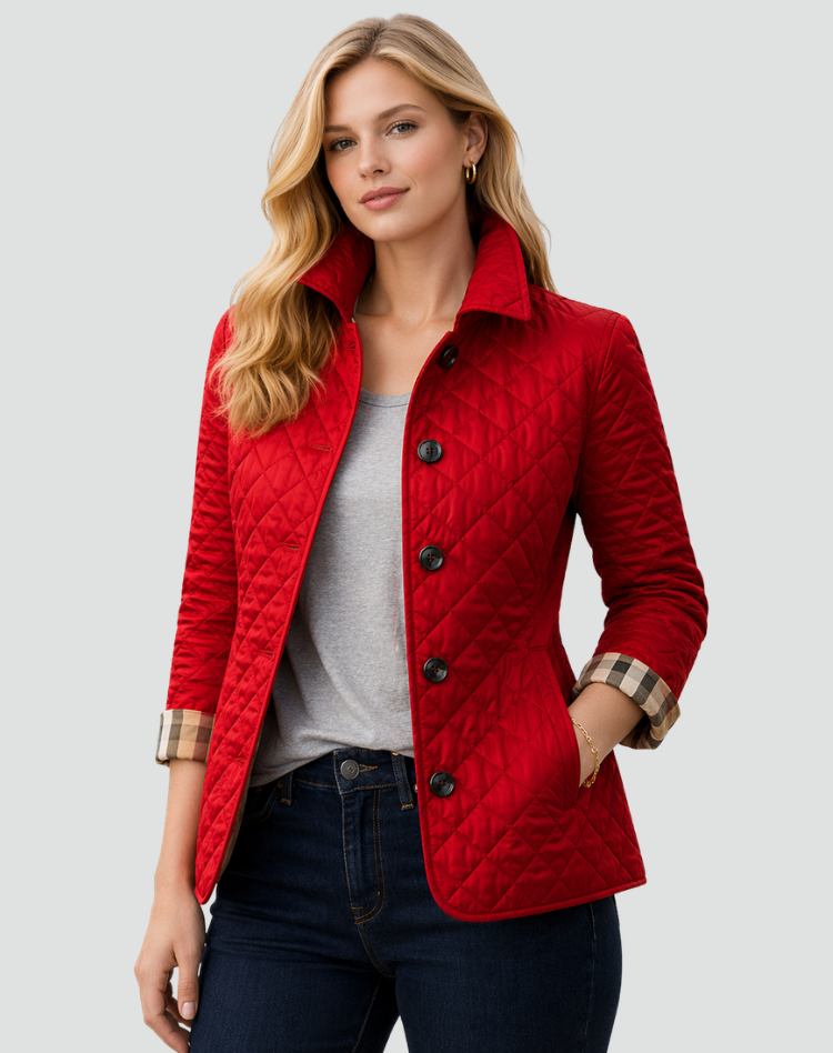 Women's Collared Quilted Jacket | Stylish