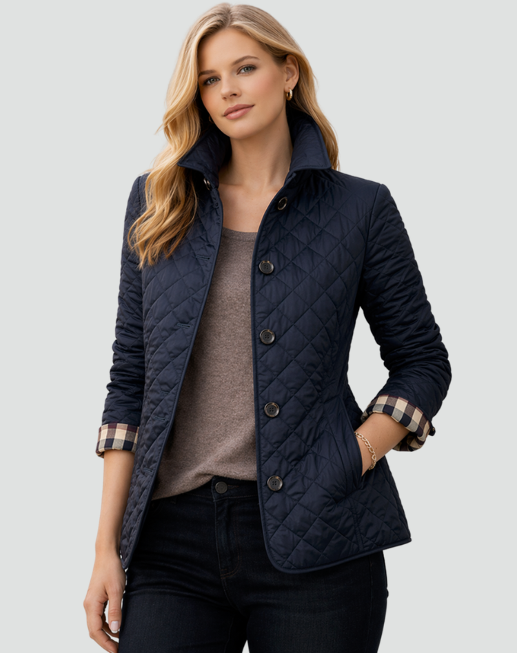 Women's Collared Quilted Jacket | Stylish