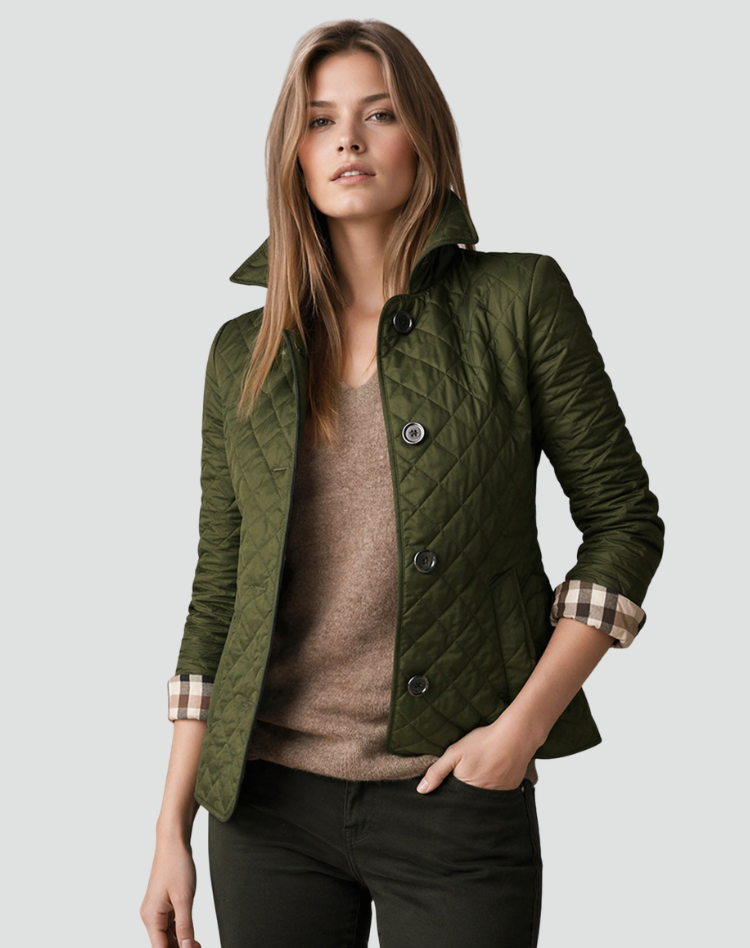 Women's Collared Quilted Jacket | Stylish