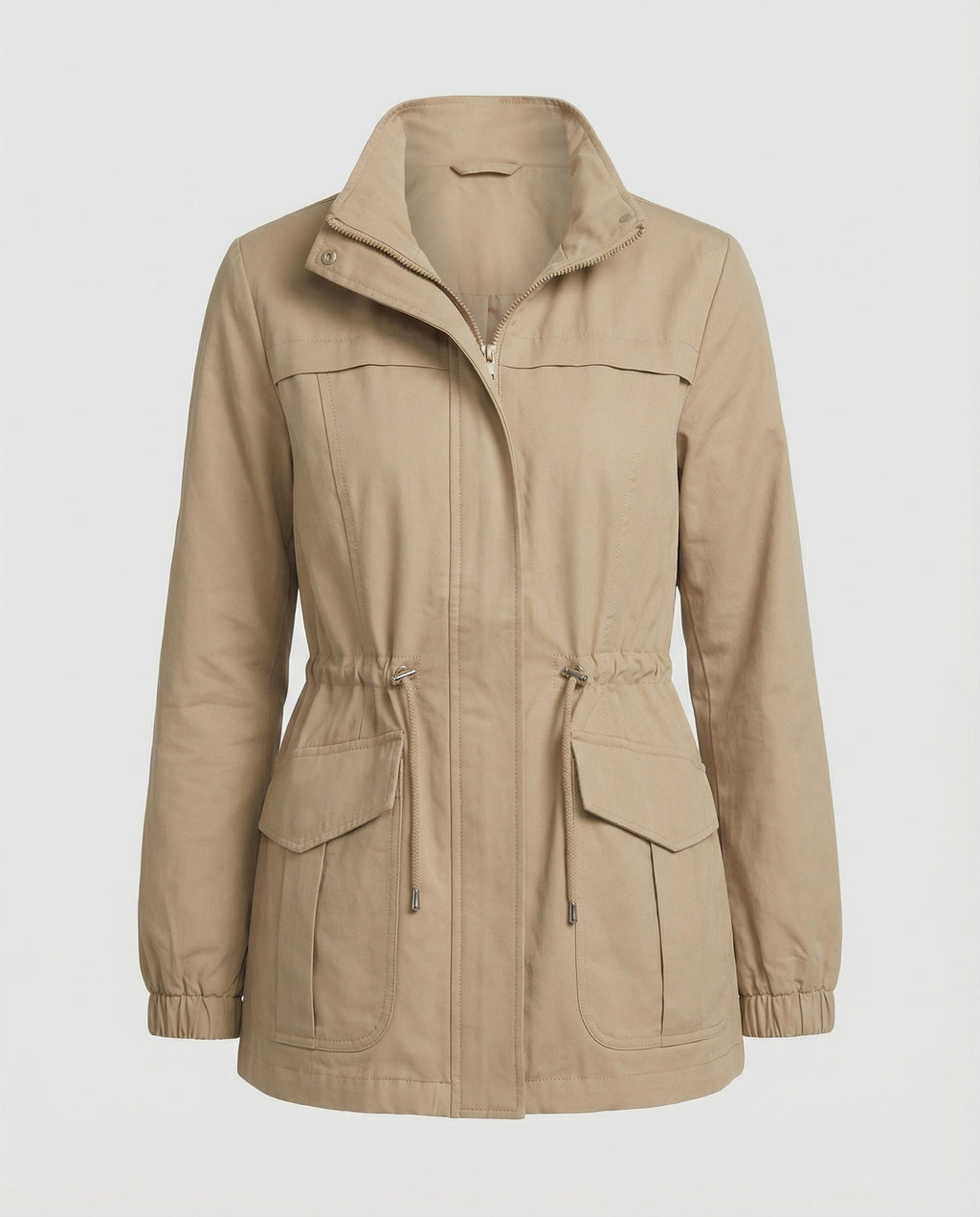 Women's Casual Zipper Jacket | Adjustable Waist