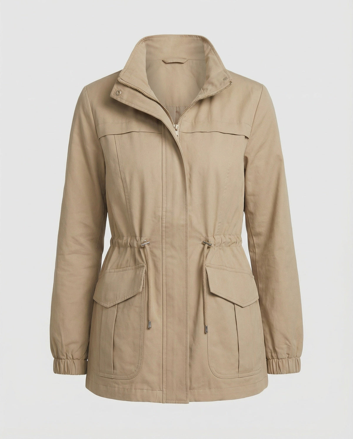 Women's Casual Zipper Jacket | Adjustable Waist
