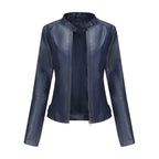 Women’s Stand Collar Biker Jacket | Zip Pockets
