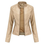 Women’s Stand Collar Biker Jacket | Zip Pockets