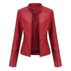 Women’s Stand Collar Biker Jacket | Zip Pockets