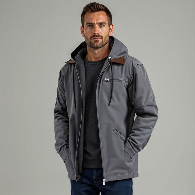 Men's Removeable Hooded Jacket | Zipper