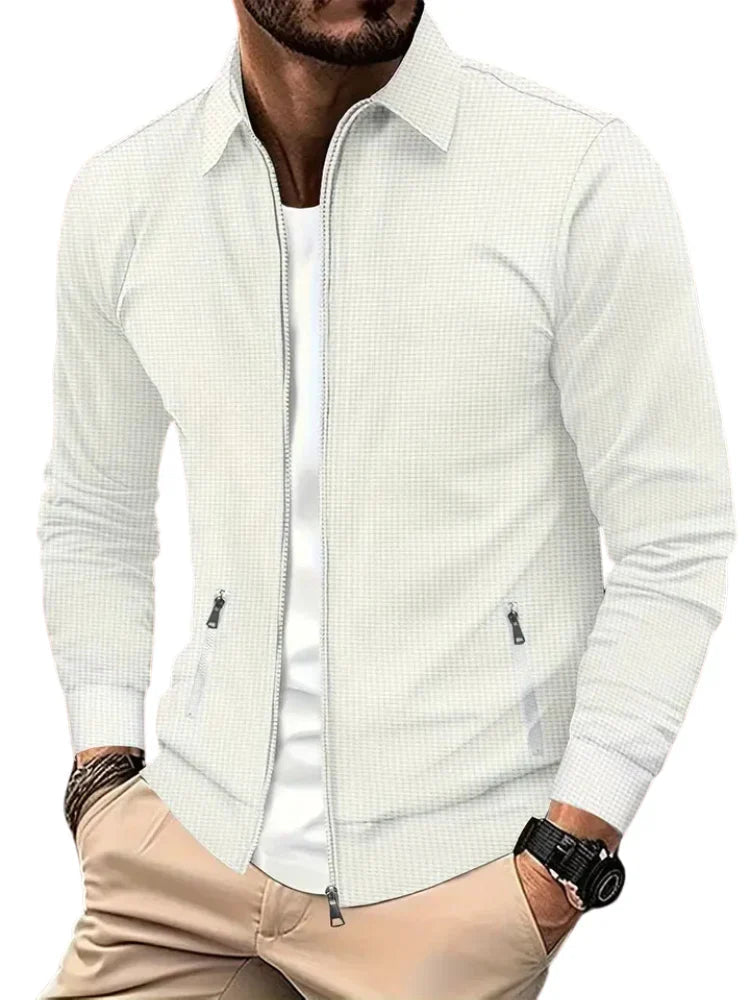 Men's Textured Zipper Jacket | Zip Pockets