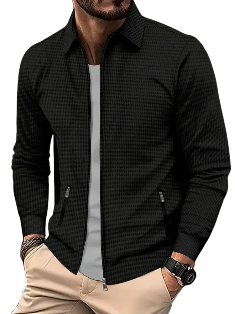 Men's Textured Zipper Jacket | Zip Pockets
