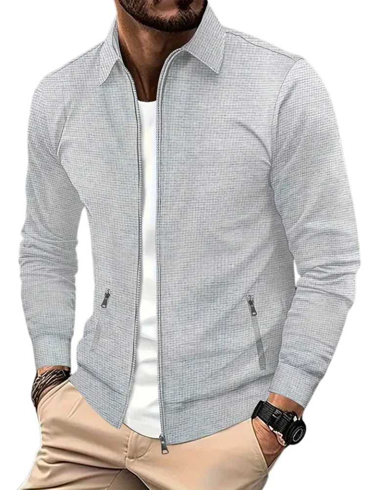 Men's Textured Zipper Jacket | Zip Pockets