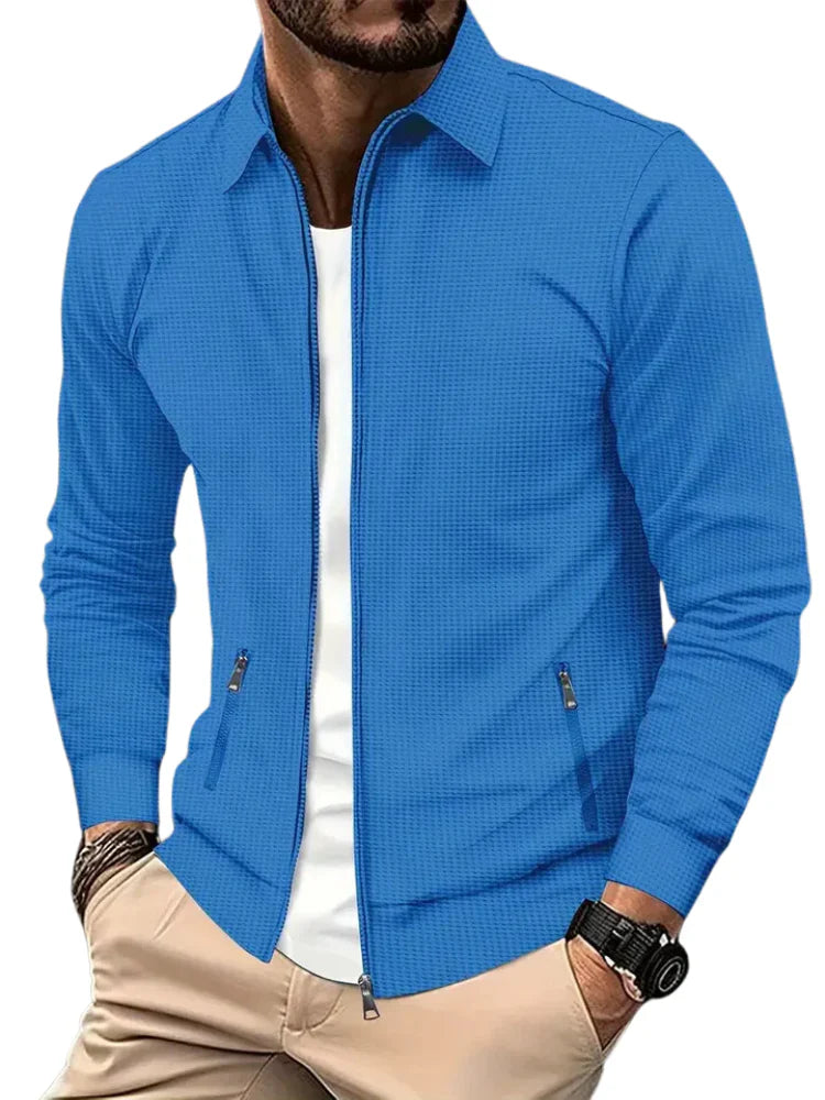 Men's Textured Zipper Jacket | Zip Pockets