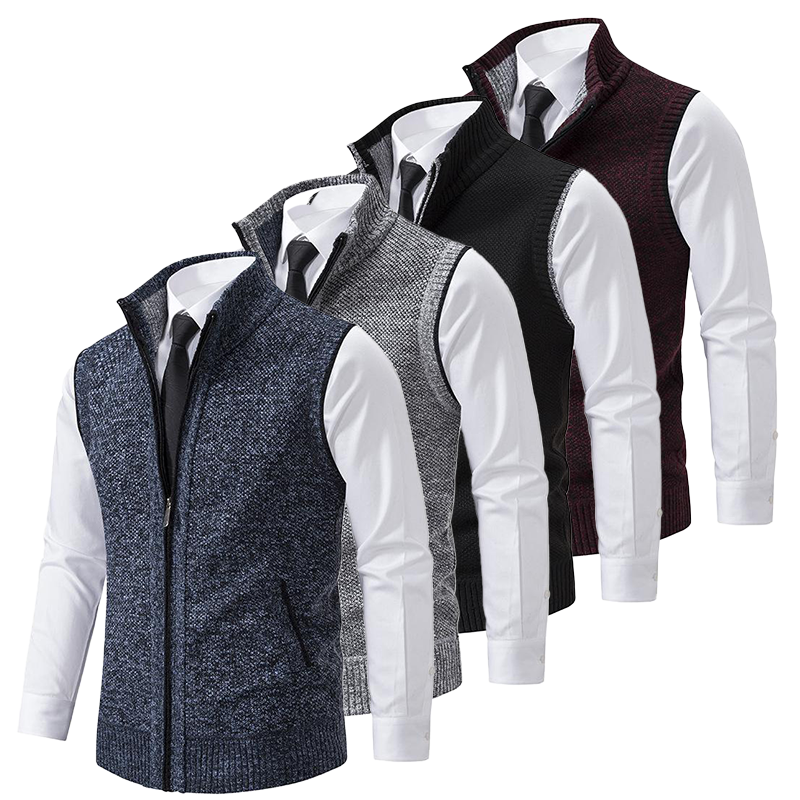 Men's Elegant Knit Sweater Vest | Zip-Front