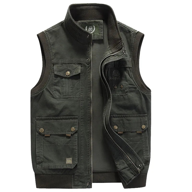 Men's Multi Pocket with High Collar Vest | Zip
