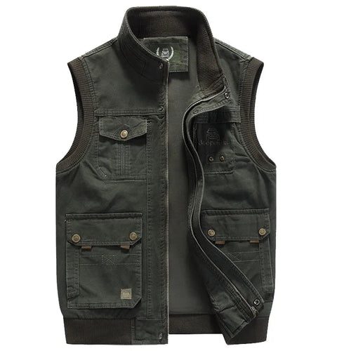 Men's Multi Pocket with High Collar Vest | Zip