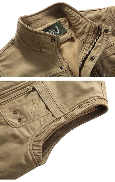 Men's Multi Pocket with High Collar Vest | Zip