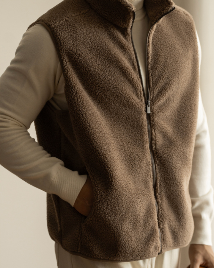 Men's Sherpa-Style Zip-Front Vest | Stylish